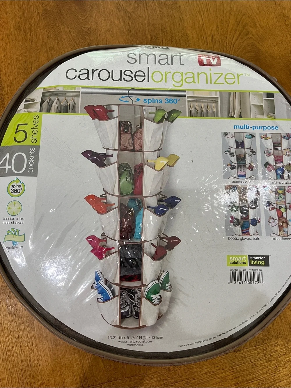 As Seen On TV Smart Carousel Organizer 5 Shelves & 40 Pockets NIP